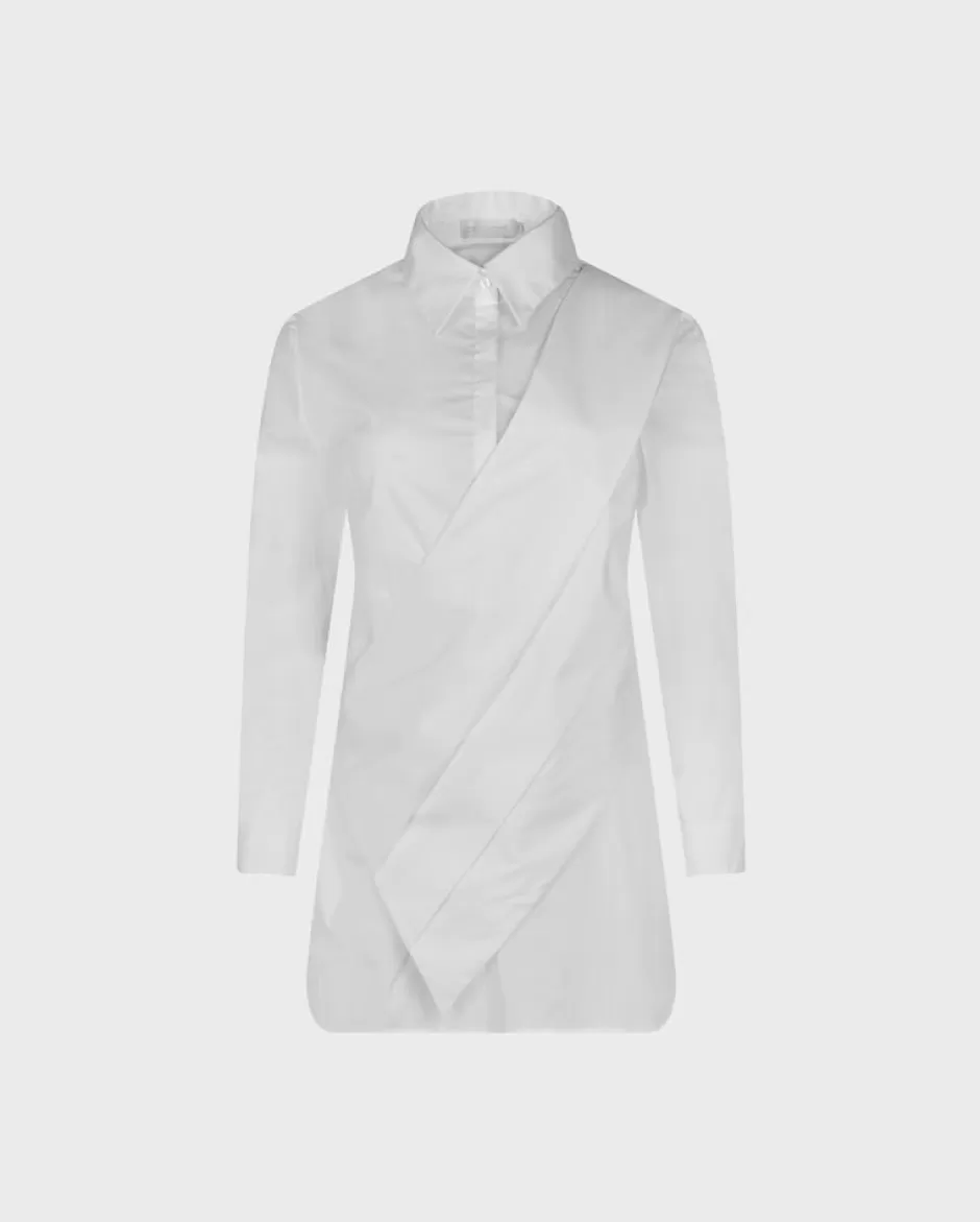 Anne Fontaine The White Shirt*Asymmetric Poplin Shirt With A Classic Point Collar And Half Button Placket White