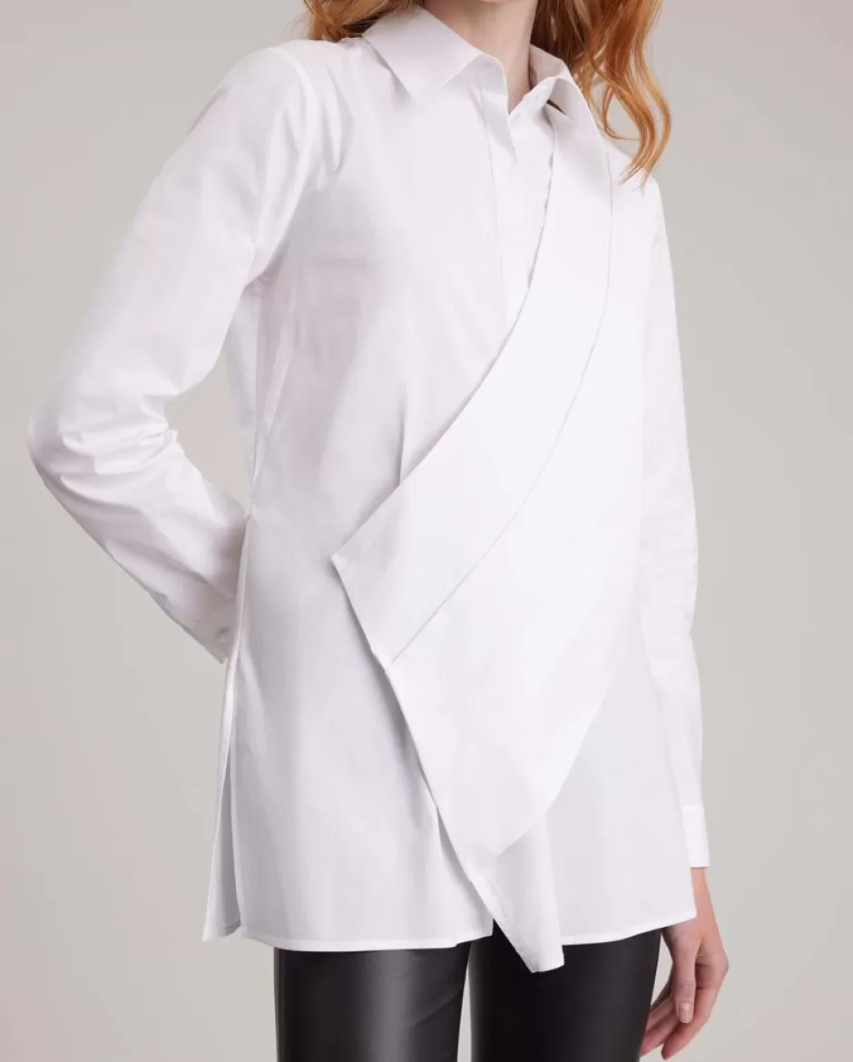 Anne Fontaine The White Shirt*Asymmetric Poplin Shirt With A Classic Point Collar And Half Button Placket White