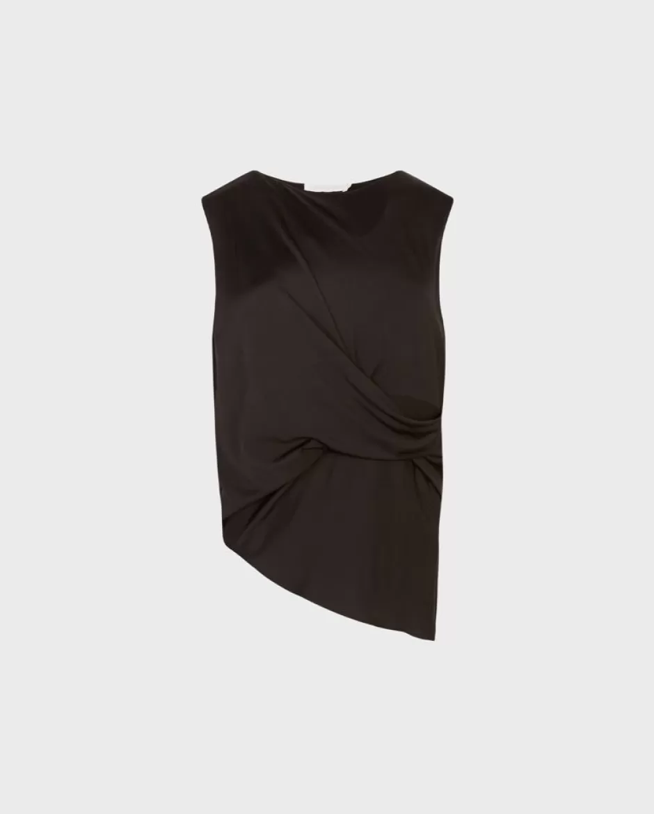 Anne Fontaine Tops*A-Symmetrical Sleeveless Top With Draping Design Black