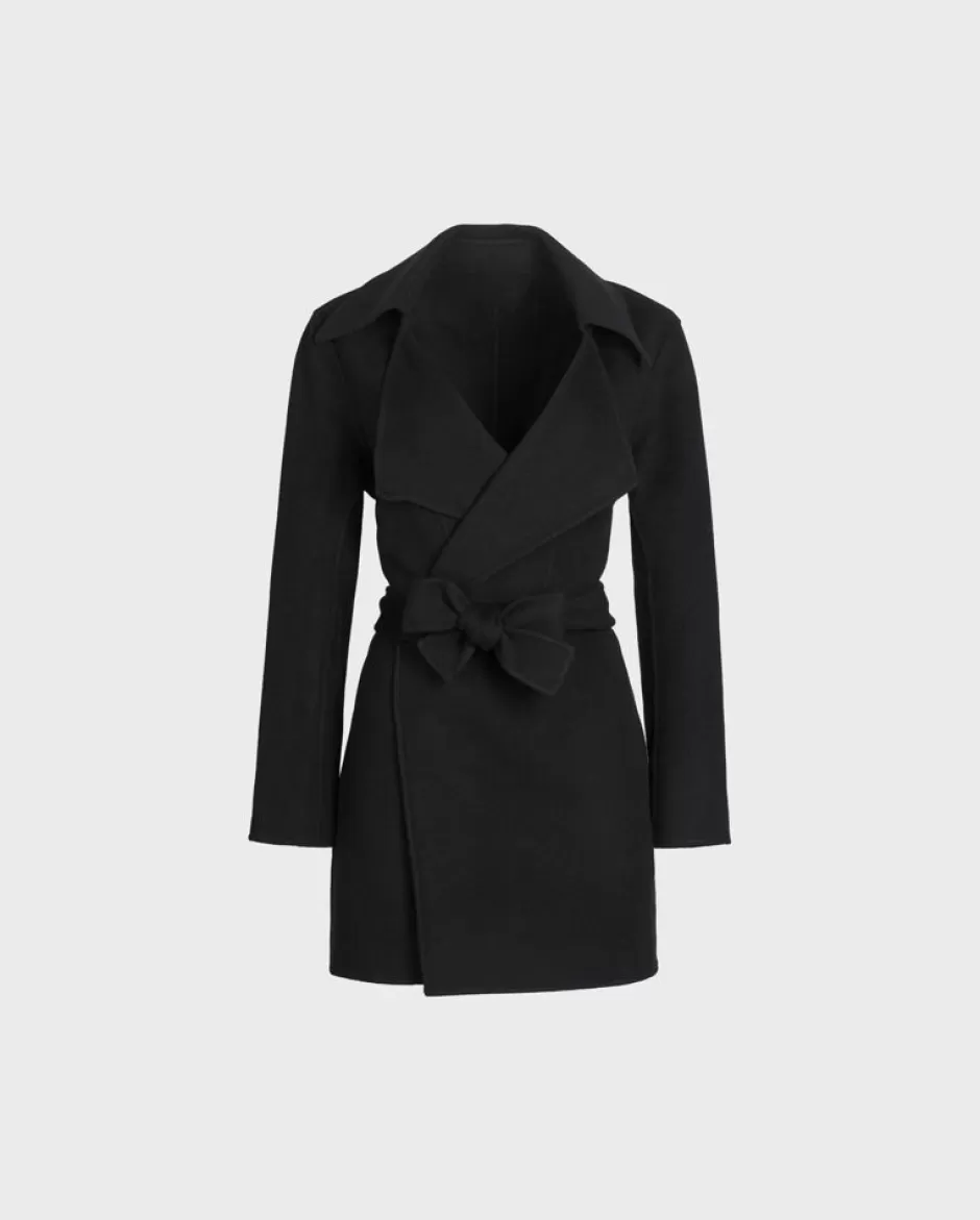 Anne Fontaine Jackets & Coats*Belted Wool Blend Coat With A Large Notch Lapel Black