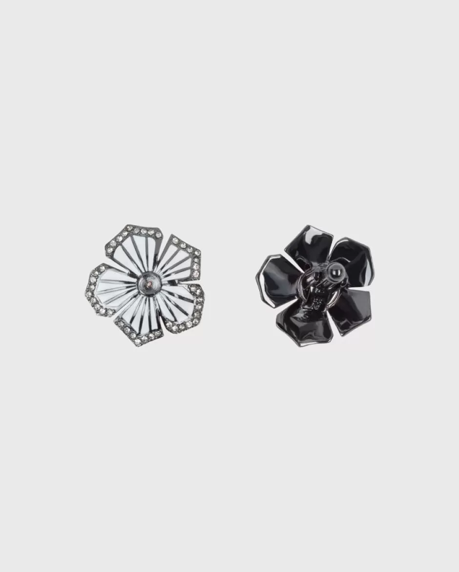 Anne Fontaine Cufflinks*Black And White Flower Cufflinks With Rhinestones