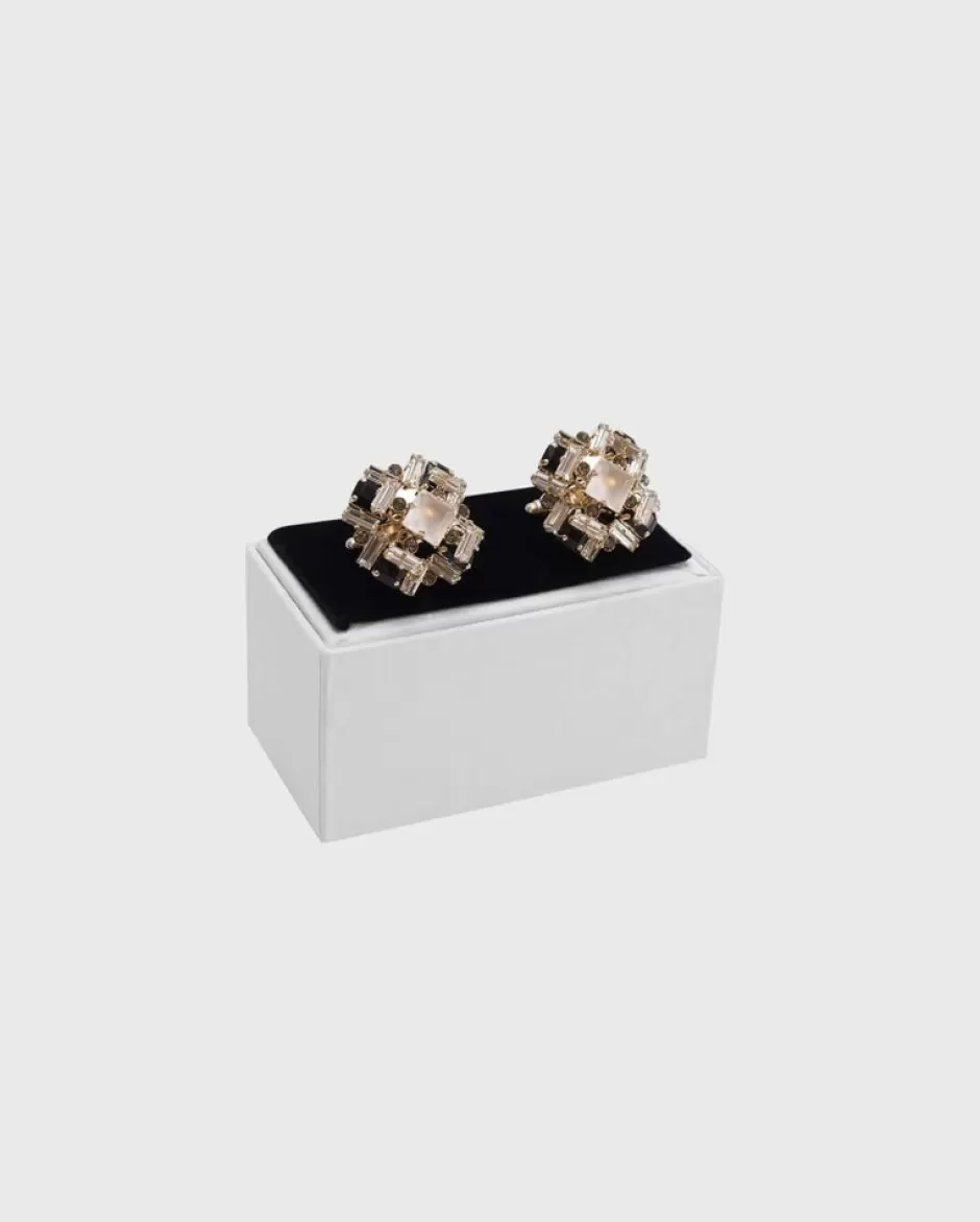 Anne Fontaine Cufflinks*Black And White Stone Cufflinks With Aged Gold Finish