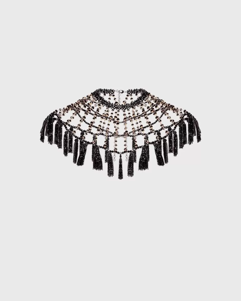 Anne Fontaine Collars*Black Cape Collar Decorated With Beads