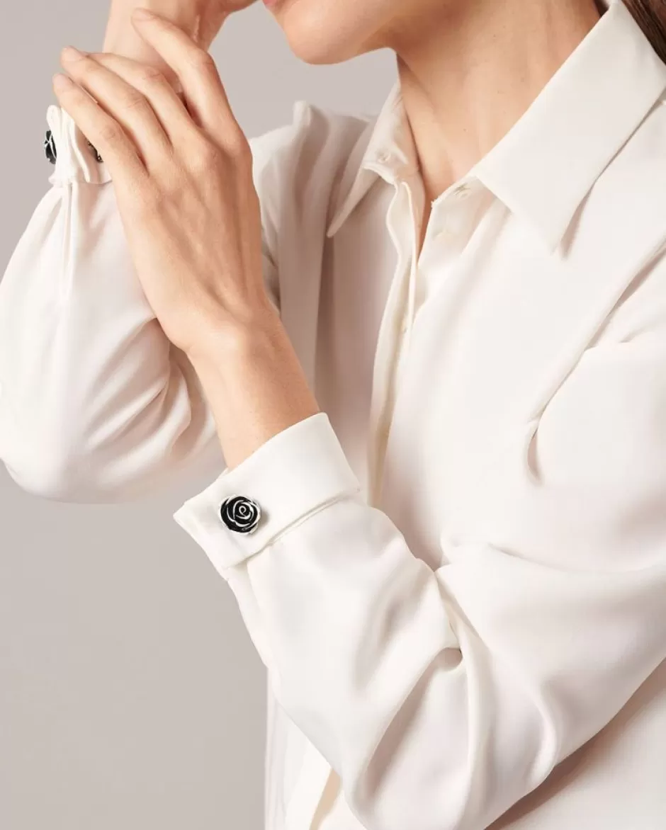 Anne Fontaine Cufflinks*Black Flower Cufflinks