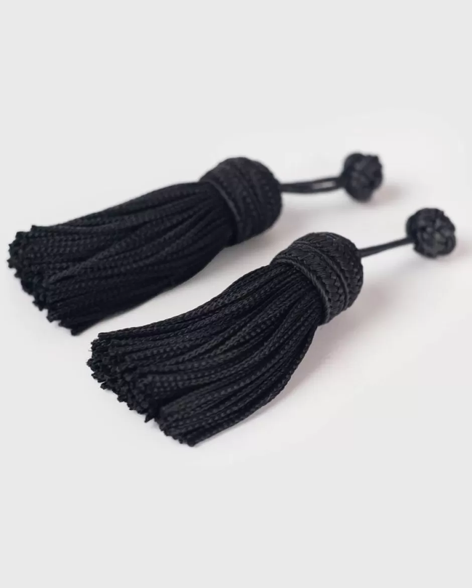 Anne Fontaine Cufflinks*Black Fringe Cufflinks With A Knotted Base