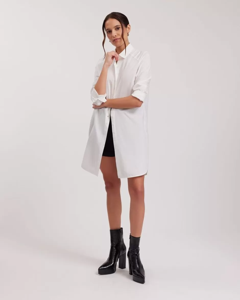 Anne Fontaine The White Shirt*Boyfriend Button-Down Collar Shirt With Side Slit White