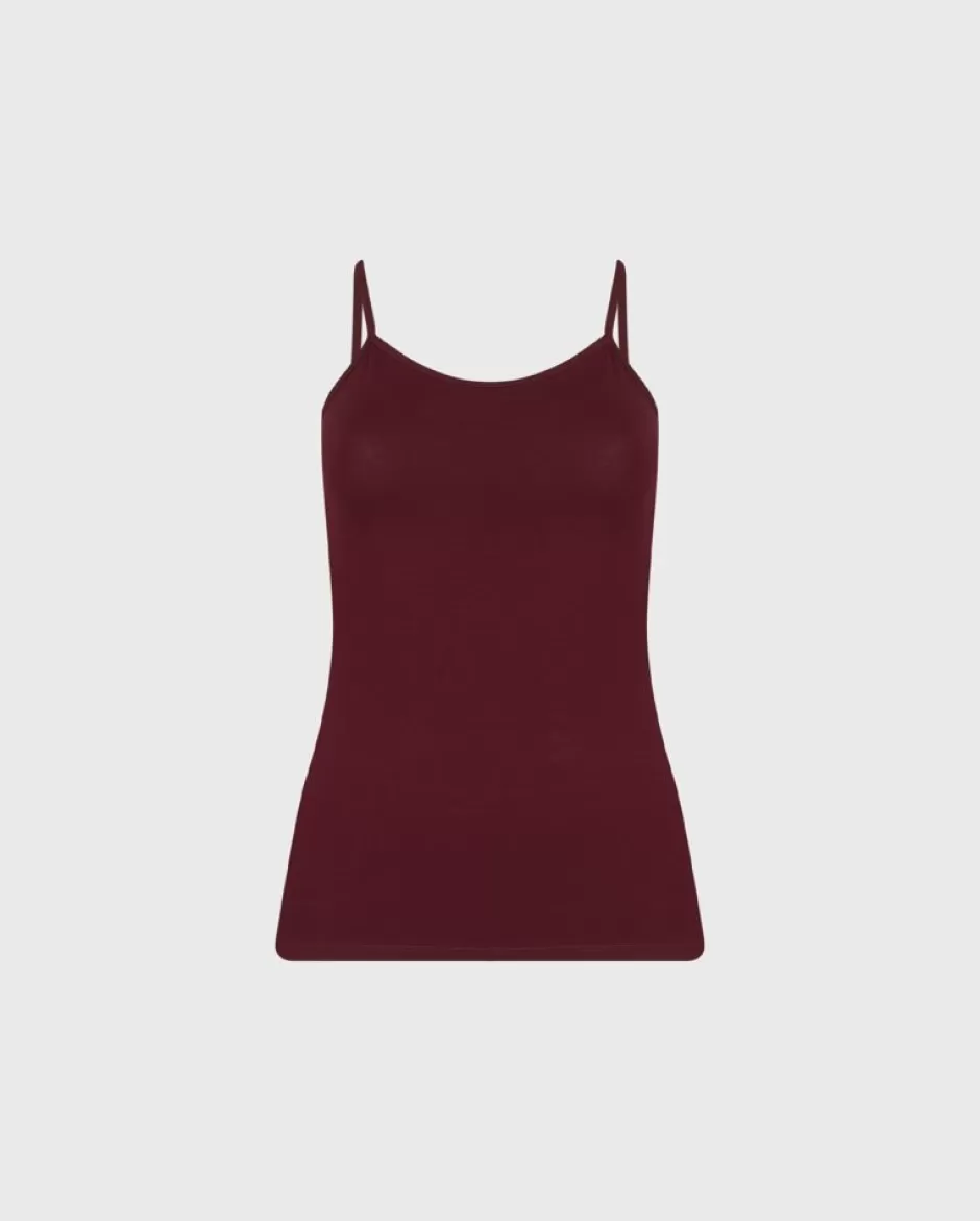 Anne Fontaine Camisoles*Burgandy Stretch Camisole With Thin Straps Purple