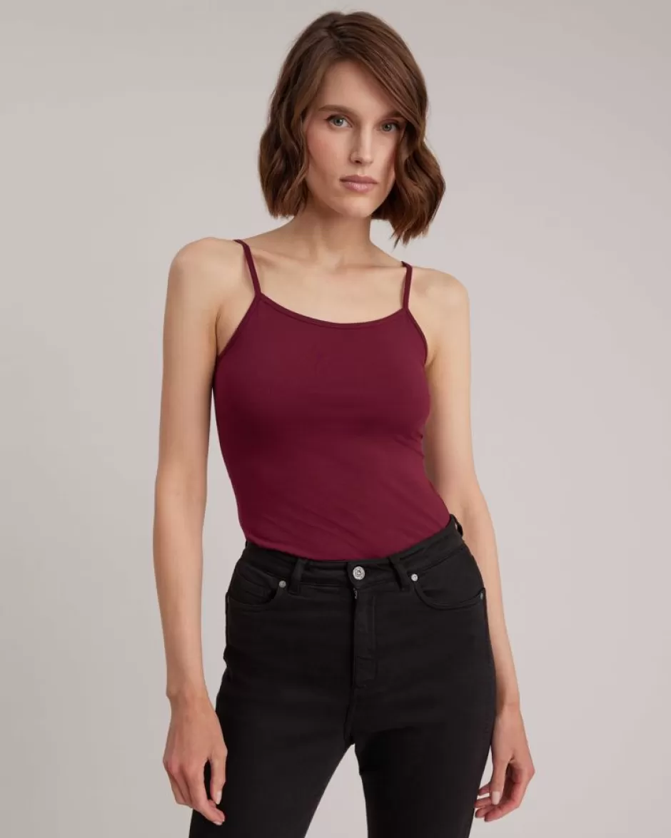 Anne Fontaine Camisoles*Burgandy Stretch Camisole With Thin Straps Purple