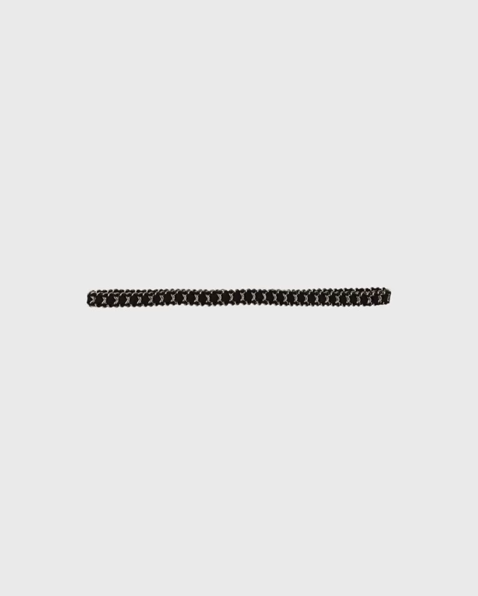 Anne Fontaine Belts*Chain Belt With Interlaced Leather Black