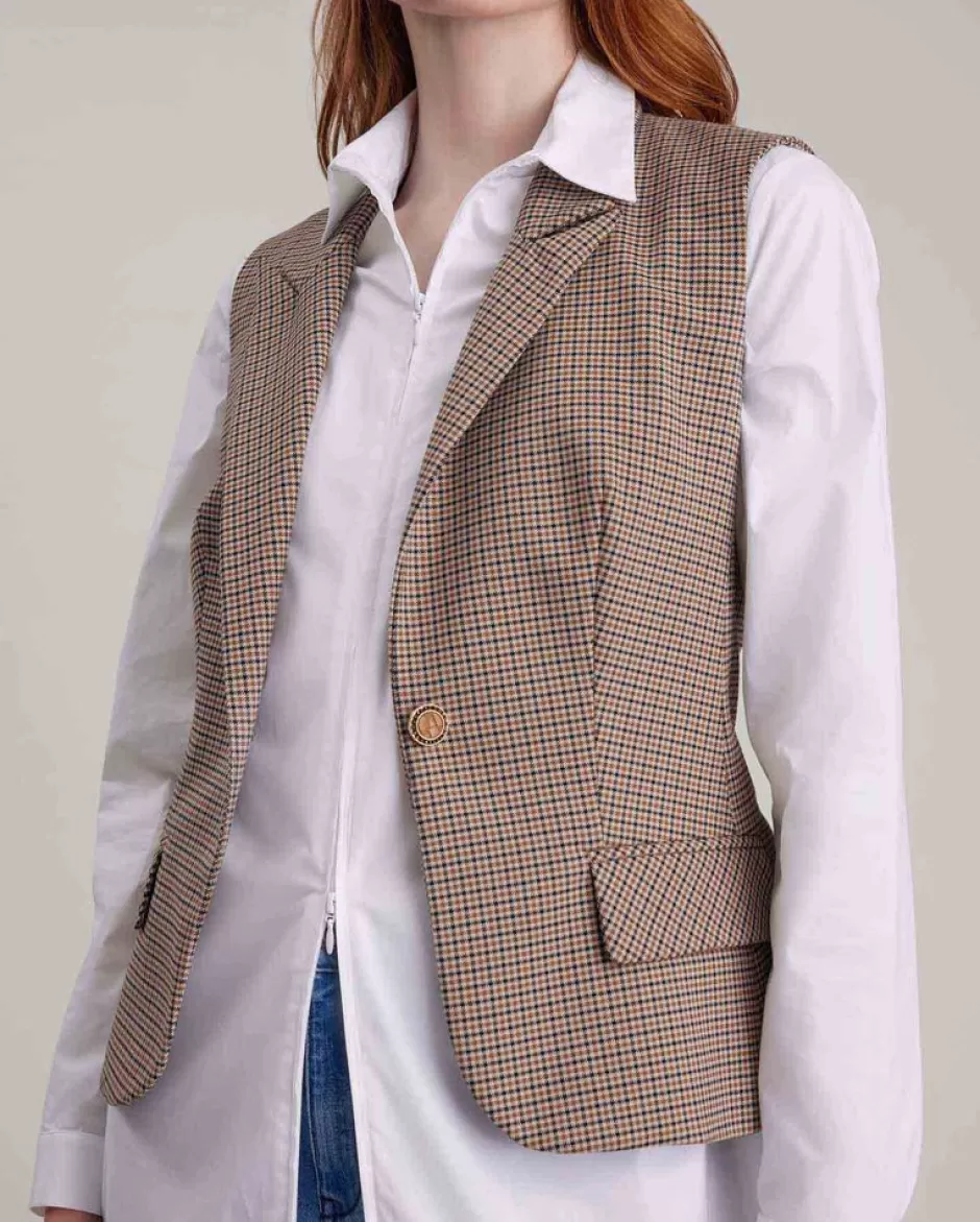 Anne Fontaine Jackets & Coats*Check-Pattern Tailored Vest Brown