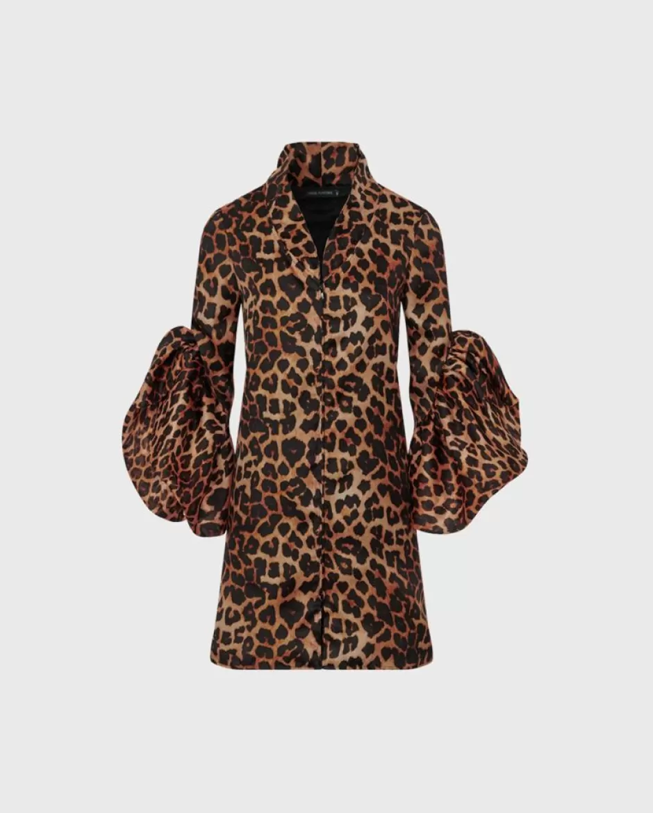 Anne Fontaine Jackets & Coats*Cheetah Print Jacket With Statement Tulip Sleeves Black