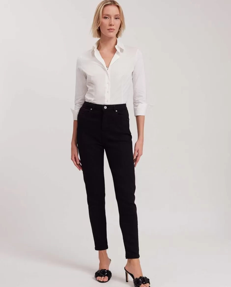 Anne Fontaine Bottoms*Classic 5-Pocket Skinny Denim Jean Black