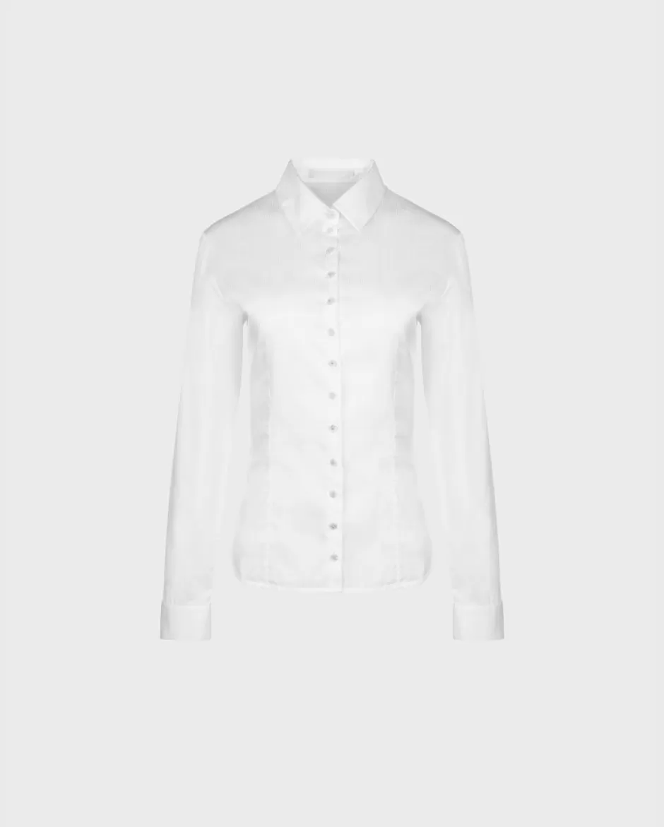 Anne Fontaine The White Shirt*Classic Collared Button Down Shirt With Micro Stripes White