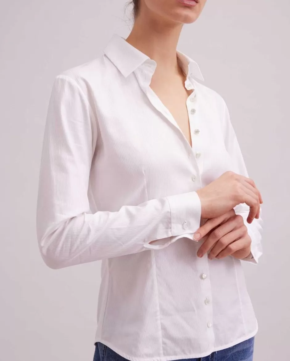 Anne Fontaine The White Shirt*Classic Collared Button Down Shirt With Micro Stripes White