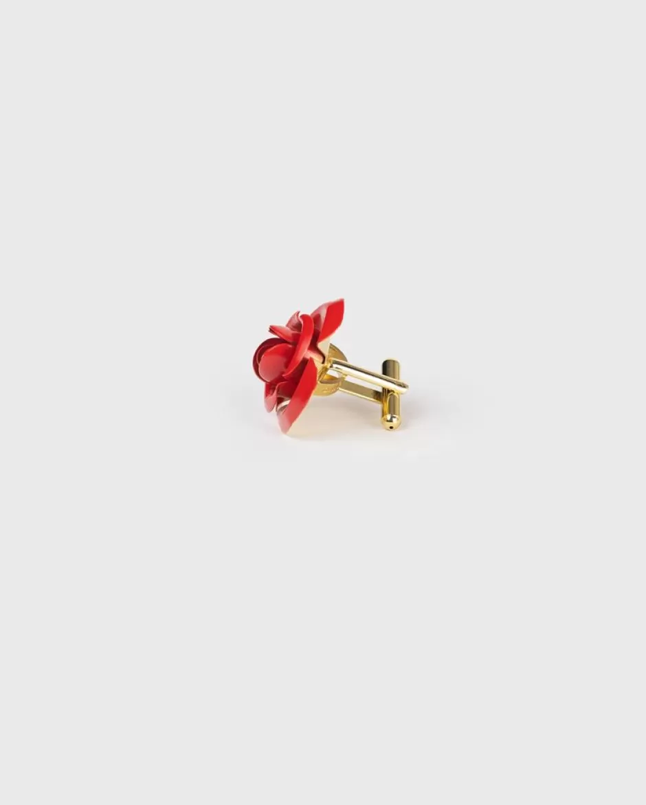 Anne Fontaine Cufflinks*Classic Flower Cufflink In Poppy Red