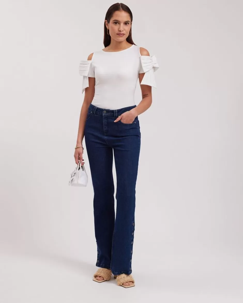 Anne Fontaine The White Shirt*Cold Shoulders Top And Bow Sleeves In Cotton White