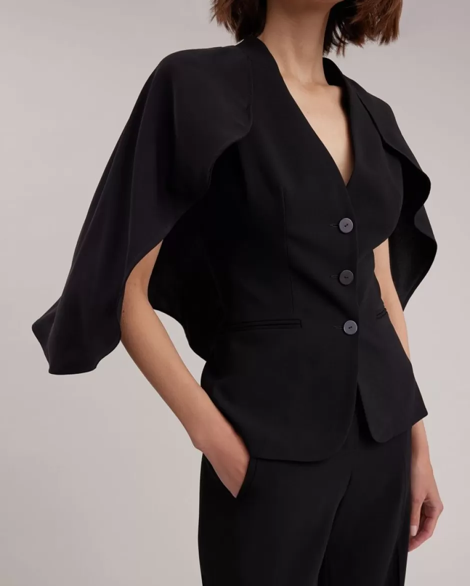 Anne Fontaine Jackets & Coats*Crepe Jacket With A Flowing Cape Black