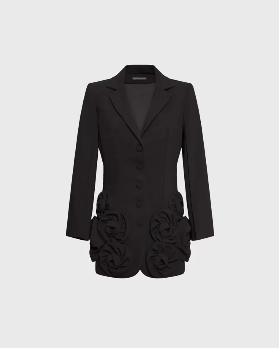 Anne Fontaine Jackets & Coats*Crepe Jacket With Raised Flowers On Each Side Black