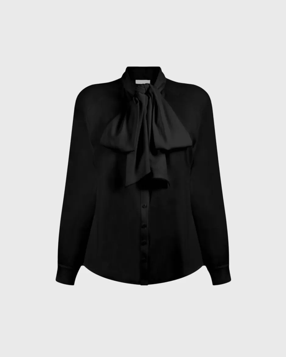 Anne Fontaine Shirts & Blouses*Crepe Shirt With Knotted Tie Collar Black