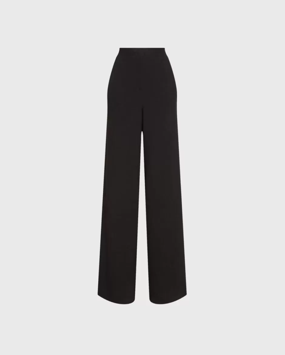 Anne Fontaine Bottoms*Crepe Wide-Leg Palazzo Pants Black