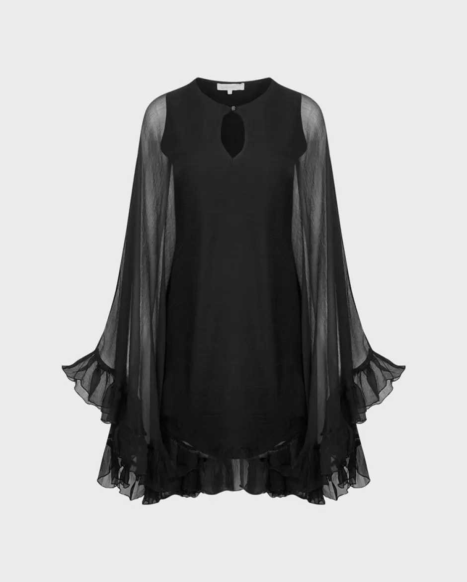 Anne Fontaine Dresses*Dress With Sheer Cape Overlay Black