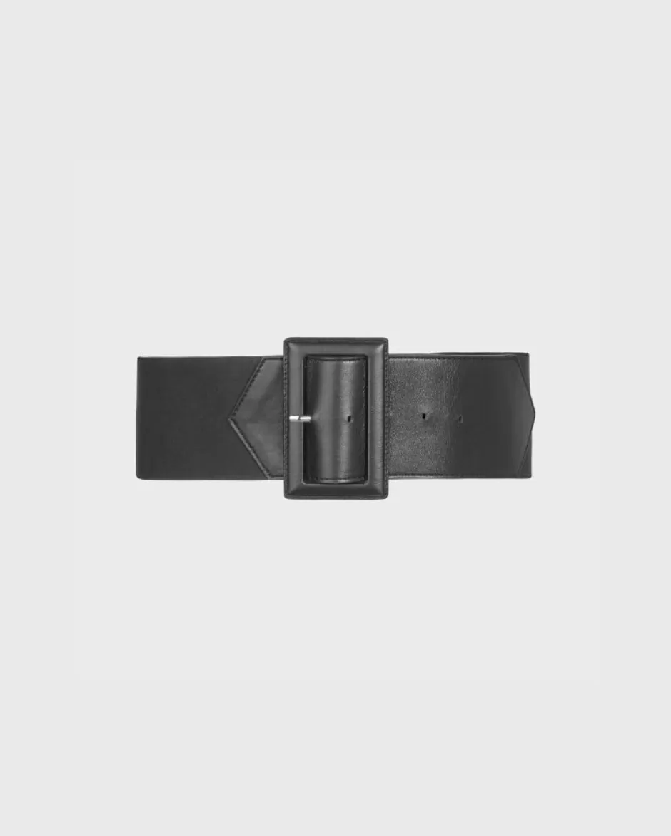 Anne Fontaine Belts*Elastic Belt With Rectangular Buckle Black