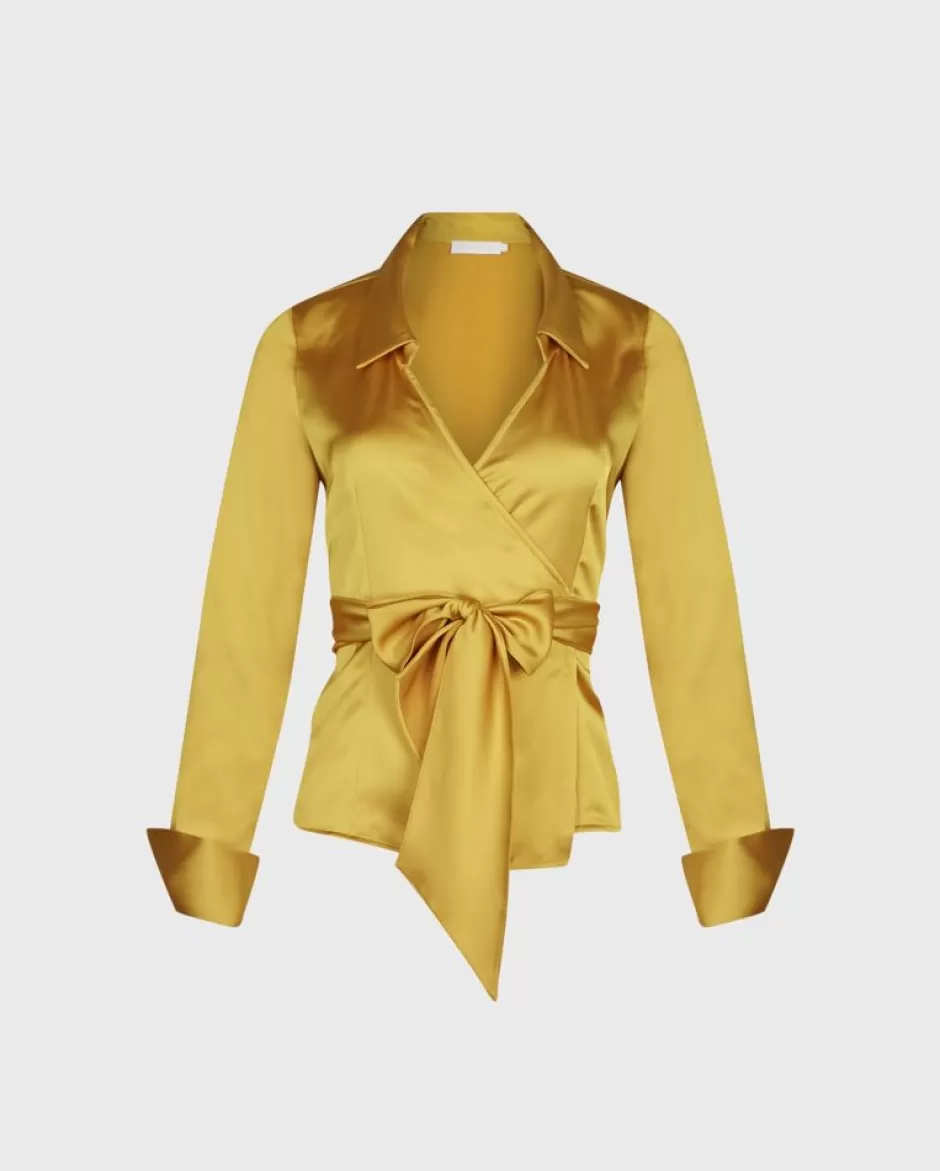 Anne Fontaine Tops*En Silky Wrap Shirt Gold