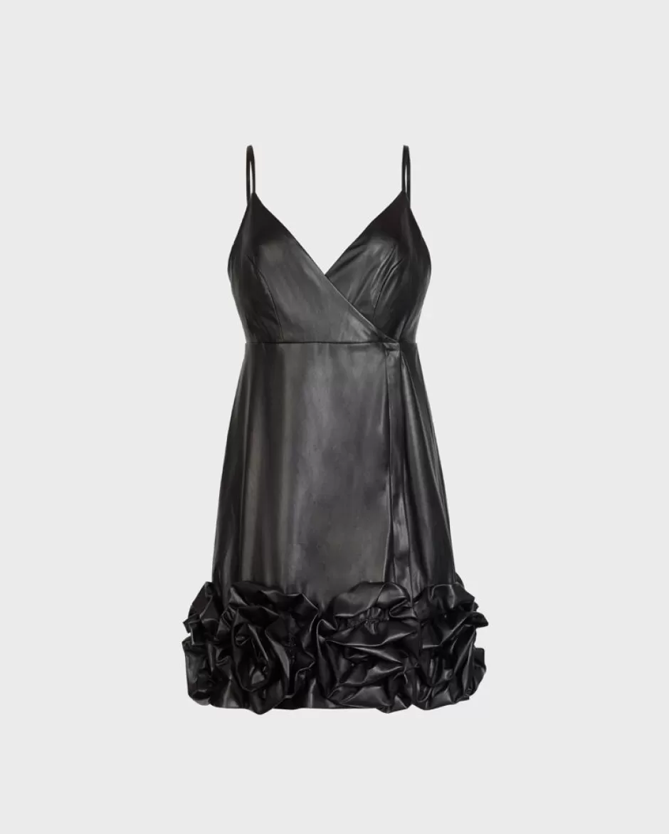 Anne Fontaine Dresses*Faux Leather Dress With 3D Flowers Black