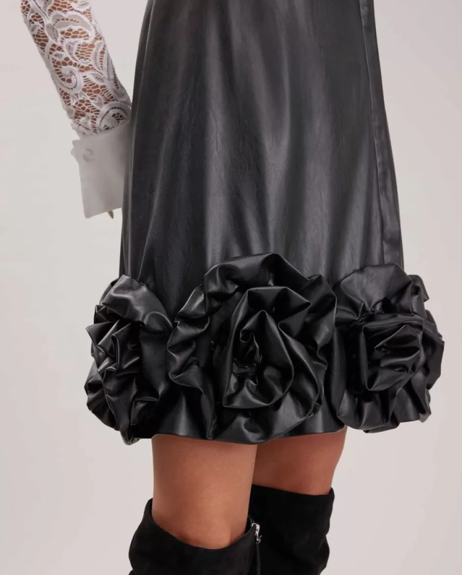 Anne Fontaine Dresses*Faux Leather Dress With 3D Flowers Black