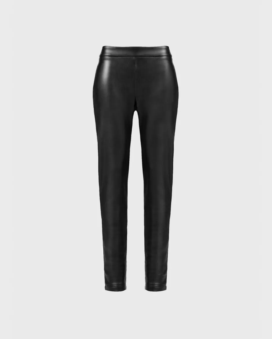 Anne Fontaine Bottoms*Faux Leather Legging With Side Zipper Black