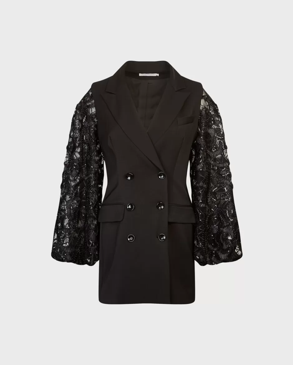 Anne Fontaine Jackets & Coats*Fitted Longline Double Breasted Blazer With Flap Pockets Black