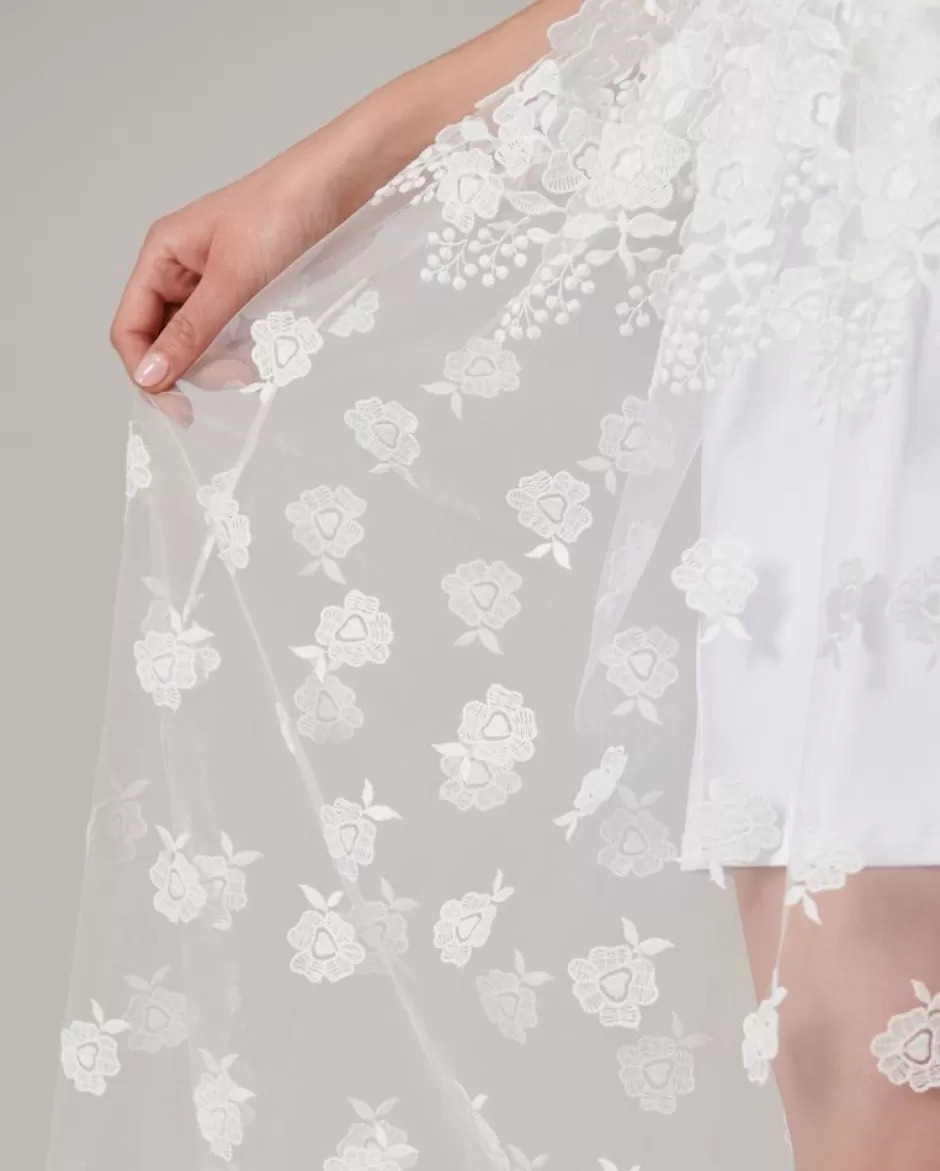 Anne Fontaine Bottoms*Floor-Grazing Tulle Skirt With Embroidered Flowers White