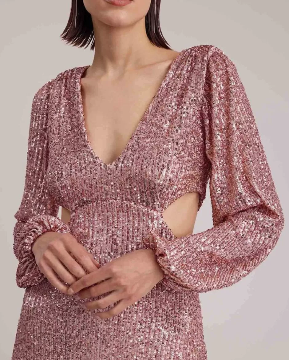 Anne Fontaine Dresses*Floor-Length Sequin Dress With Removable Sleeves Pink