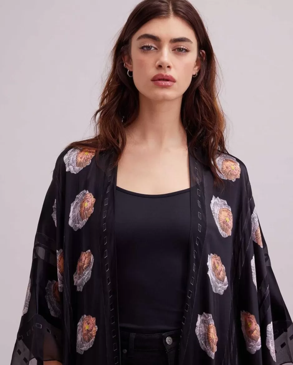 Anne Fontaine Jackets & Coats*Fringed Kimono With All Over Floral Print