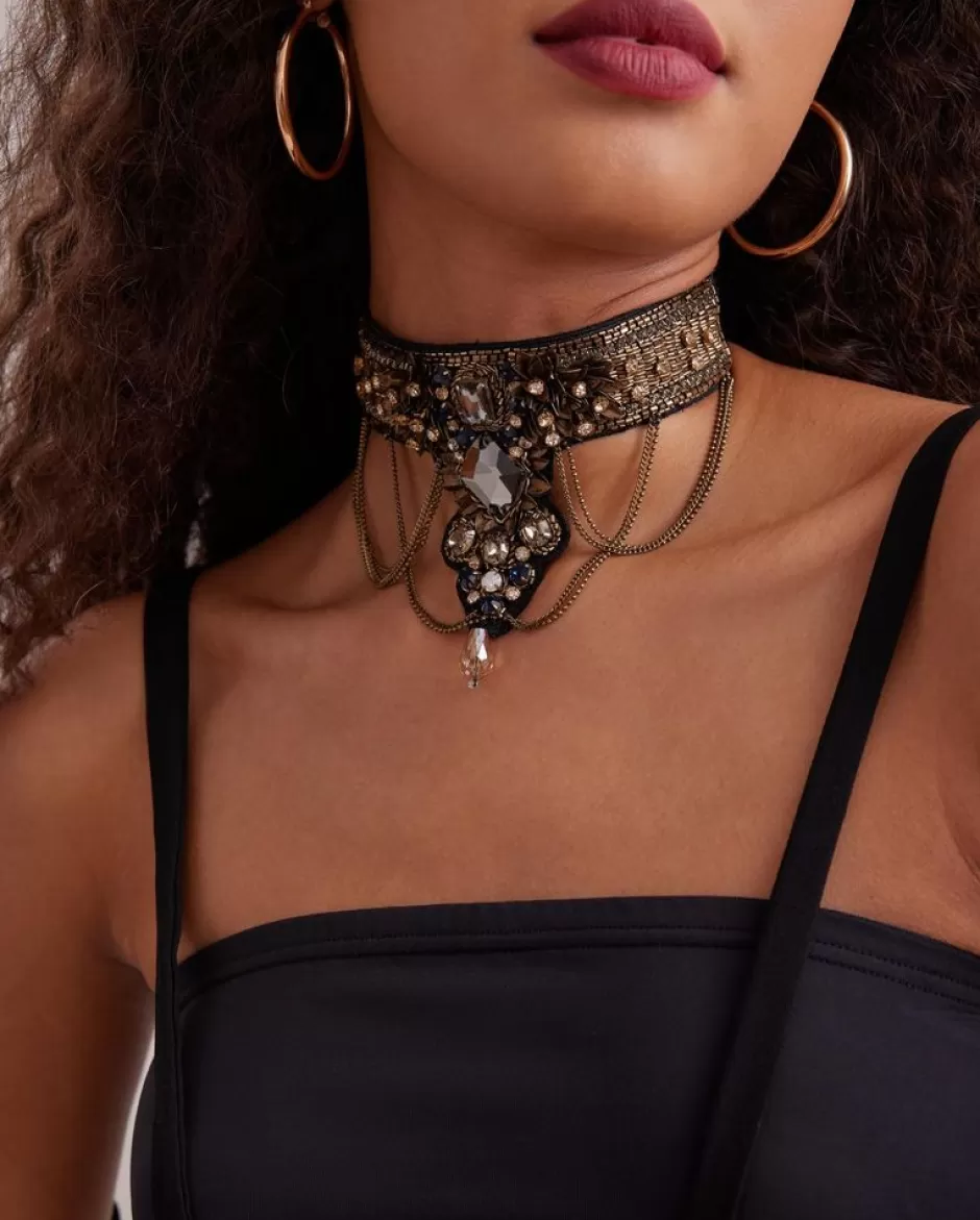 Anne Fontaine Jewelry*Gold Choker Adorned With Jewels