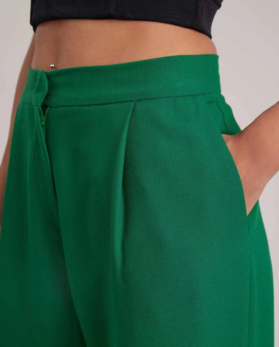 Anne Fontaine Bottoms*Green Wool Blend High-Waisted Wide-Leg Trousers Mint