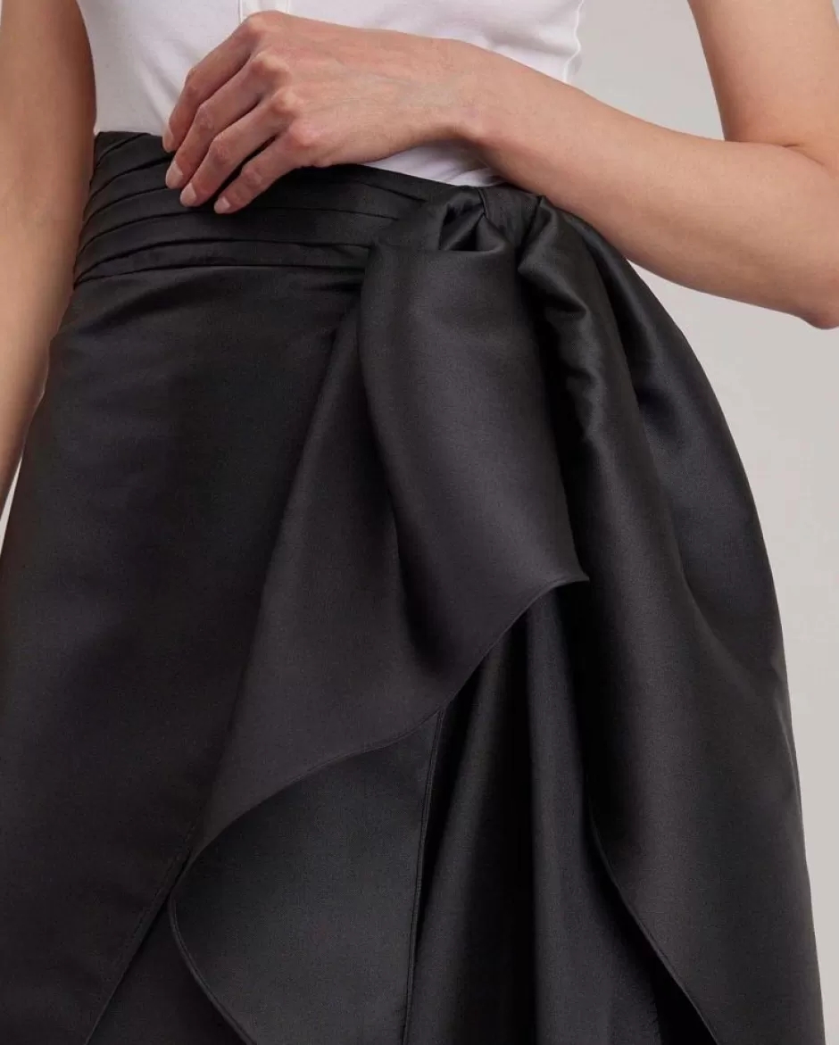 Anne Fontaine Bottoms*High Sheen Sateen Skirt With A Wide High Slit Black