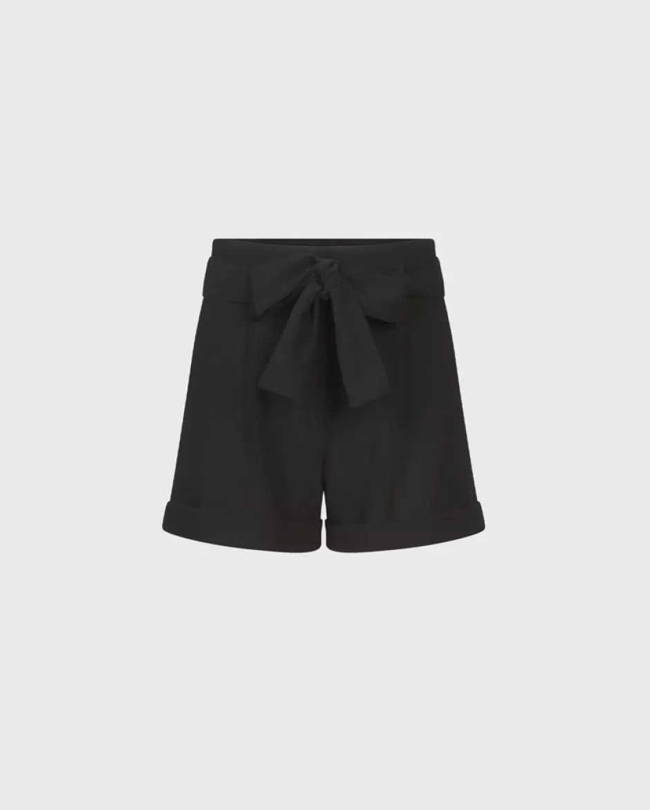 Anne Fontaine Bottoms*High-Waisted Shorts With Removable Tie-Waist Belt Black