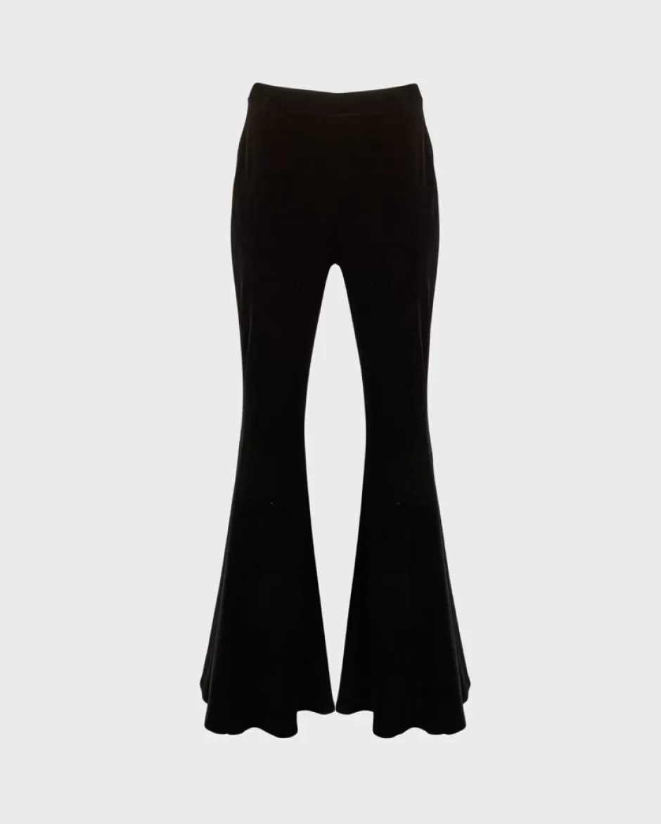 Anne Fontaine Bottoms*High-Waisted Velvet Flare Trousers Black