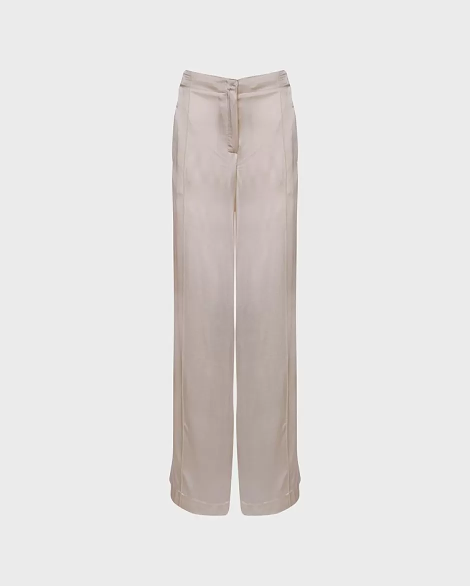 Anne Fontaine Bottoms*High-Waisted Wide-Leg Pants Beige