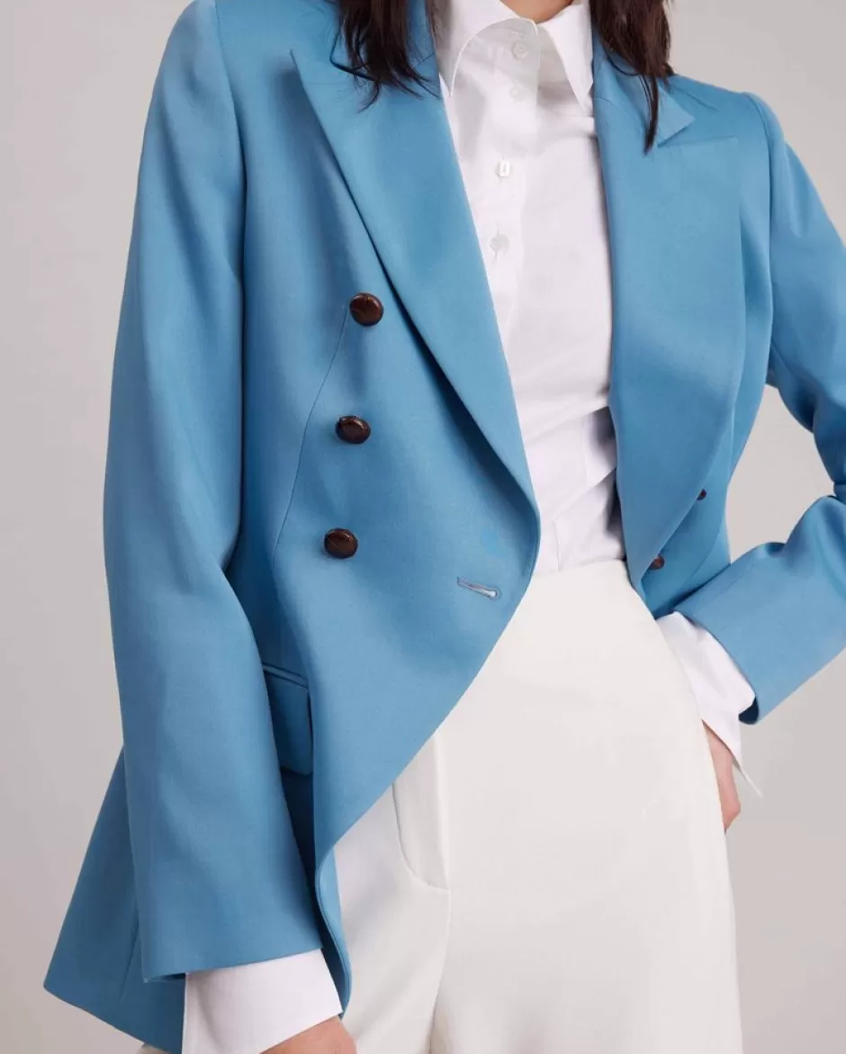 Anne Fontaine Jackets & Coats*Icy Fitted Double-Breasted Blazer Type Suit Jacket Blue