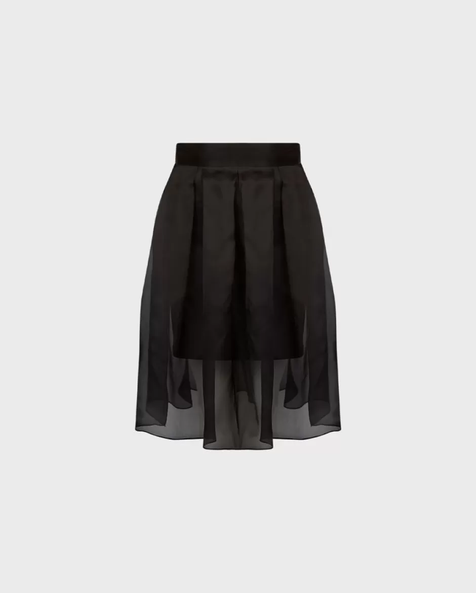 Anne Fontaine Bottoms*Inverted High-Waisted Silk Organza Skirt Black