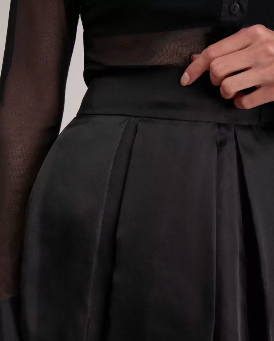 Anne Fontaine Bottoms*Inverted High-Waisted Silk Organza Skirt Black