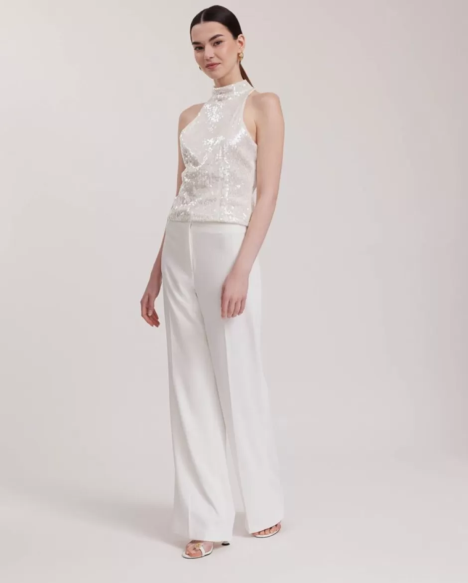 Anne Fontaine Tops*Iridescent Sequined Halter Top White