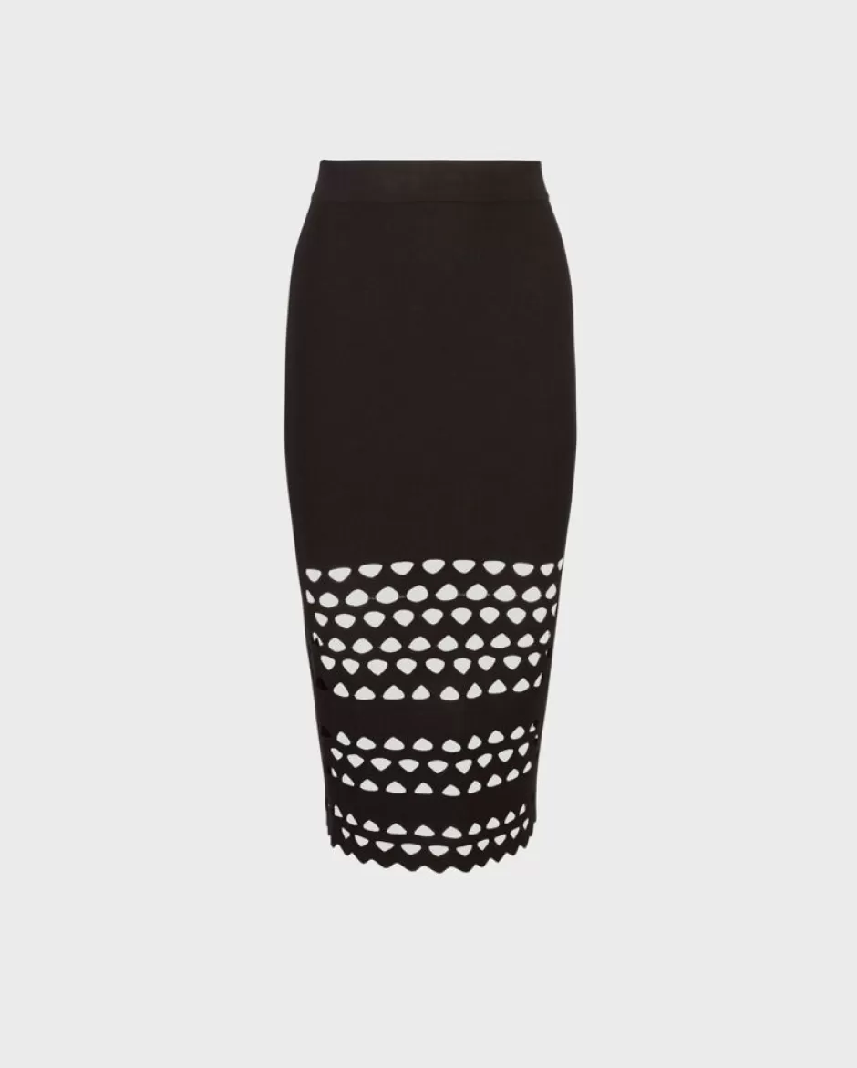 Anne Fontaine Bottoms*Knit Skirt With Cutout Detailing Black