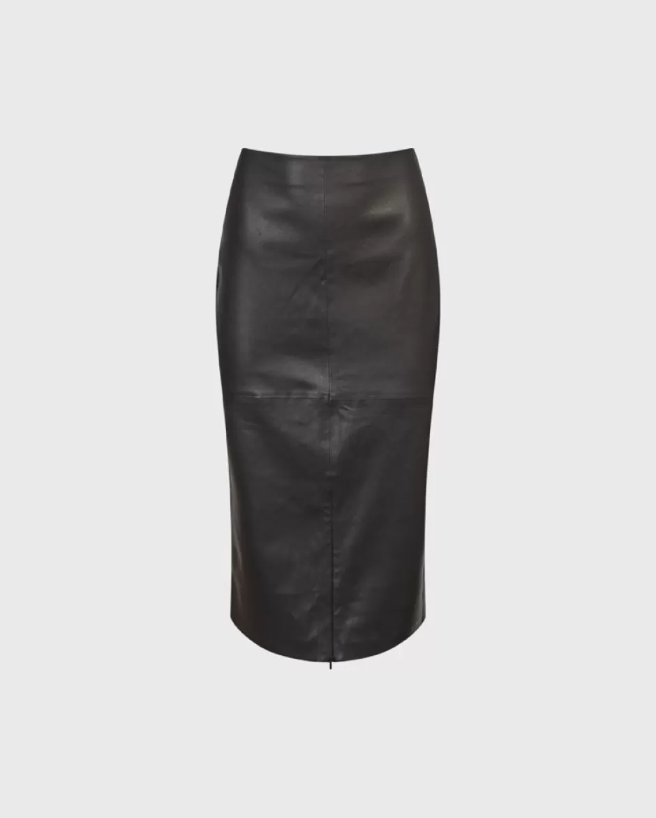 Anne Fontaine Bottoms*Lambskin Leather Pencil Skirt Black