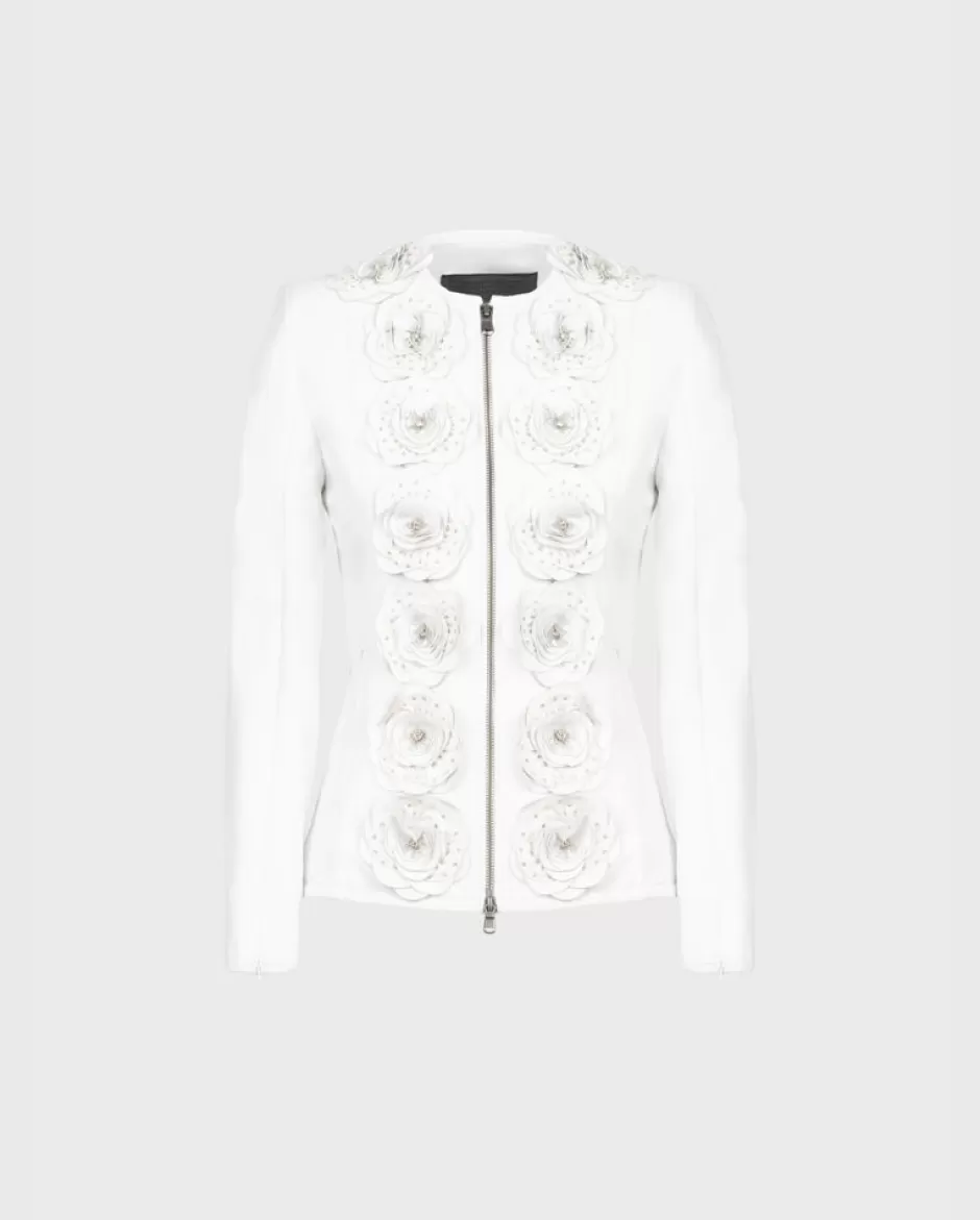 Anne Fontaine Jackets & Coats*Leather Jacket With Floral Details White