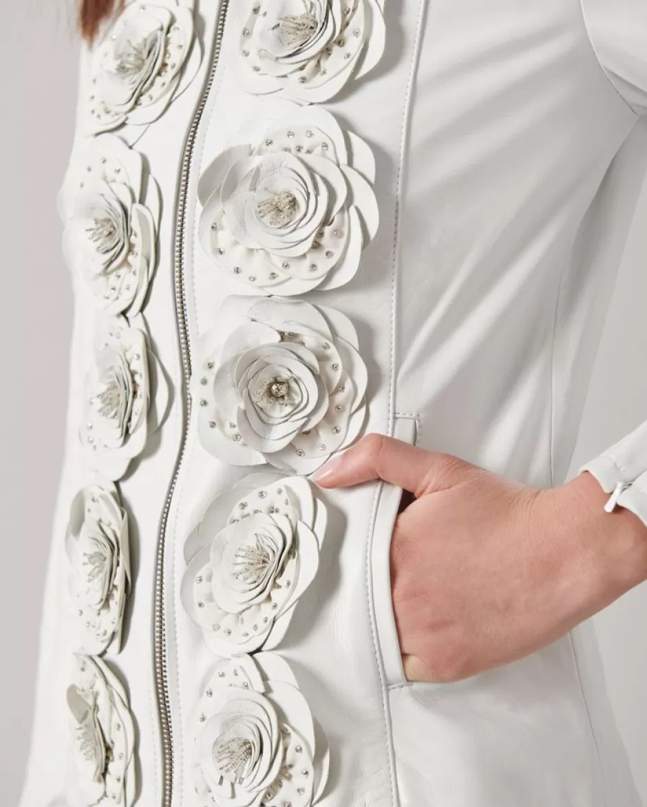 Anne Fontaine Jackets & Coats*Leather Jacket With Floral Details White