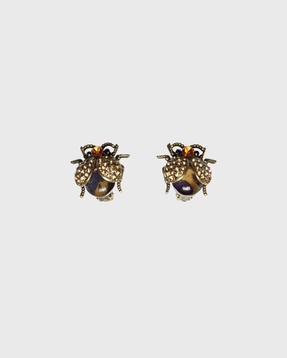 Anne Fontaine Jewelry*Leopard Print And Crystal Ladybug Earrings