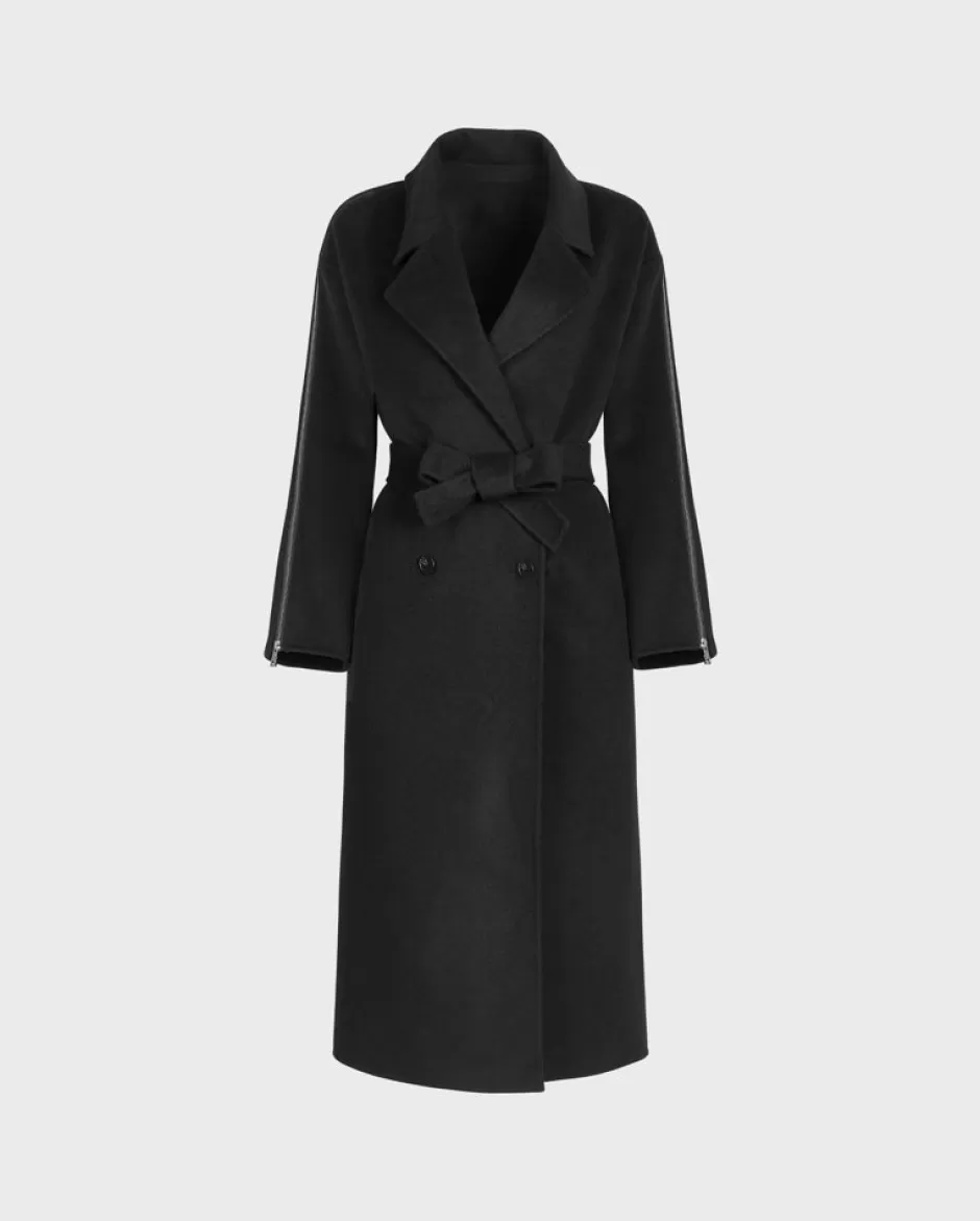 Anne Fontaine Jackets & Coats*Long Double-Breasted Wool Coat With Split Sleeves Black